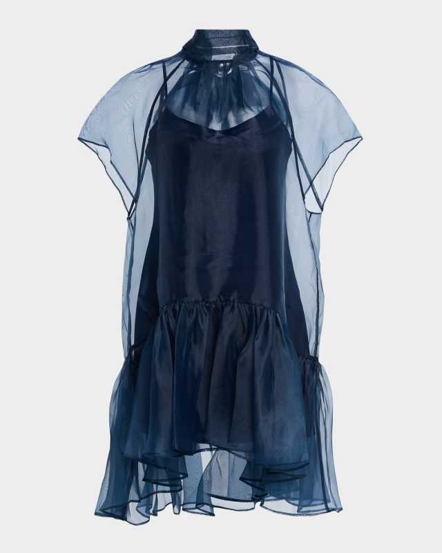 Beaux Tiered Organza Mini Dress